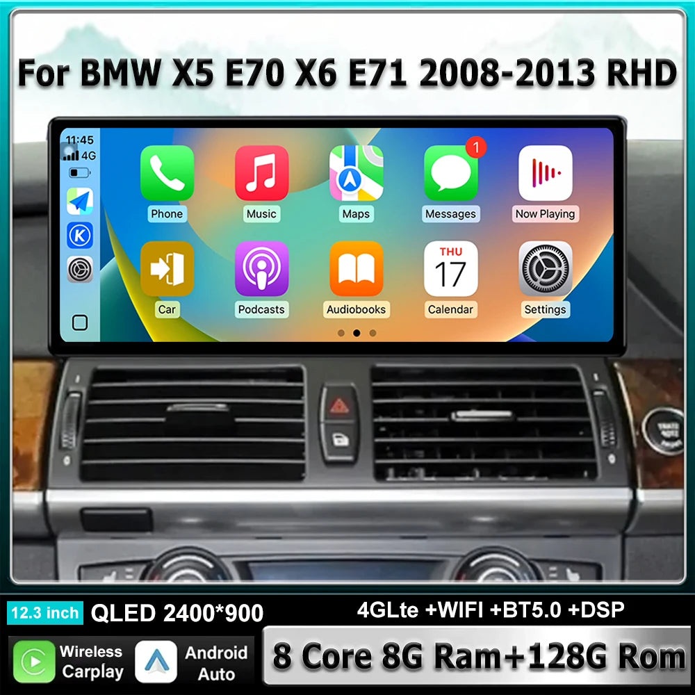 Android Auto Carplay Stereo Radio RHD For BMW X5 E70 X6 E71 2008-2013 CCC CIC Android 16 C