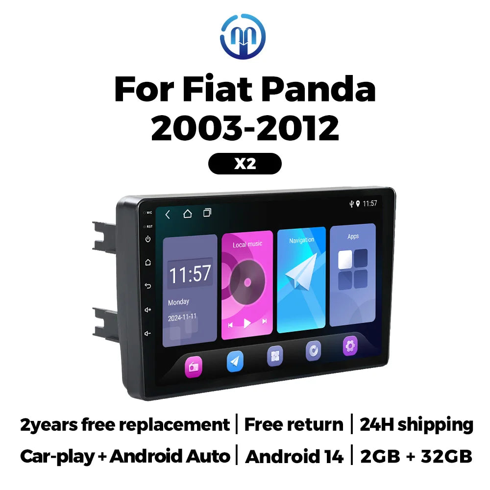 MEKEDE&NAVIFLY Android 14 Intelligent car radio system For Fiat Panda 169 2003 - 2012 Car