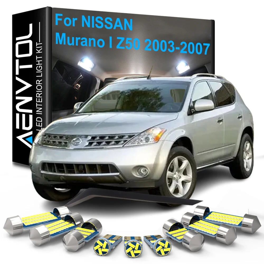 15-Piece LED Interior Light Kit for Nissan Murano I Z50 2003-2007 - Canbus Dome Map Door Trunk Bulbs | AUTOKITSHOP