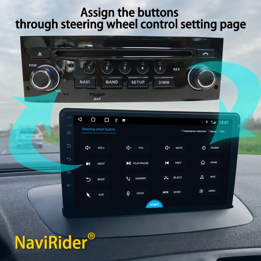 OEM Same Size Car Android Screen Control Panel For PEUGEOT 207 207CC 2006-2015 For Citroen