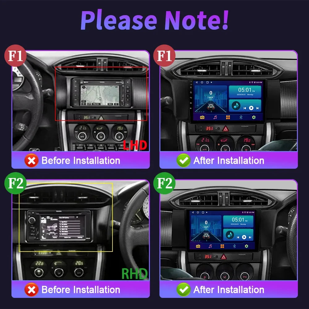 9 inch Car Radio For Toyota GT86 GT 86 Subaru BRZ 2012-2016 Android 14 4G Wireless Bluetoo