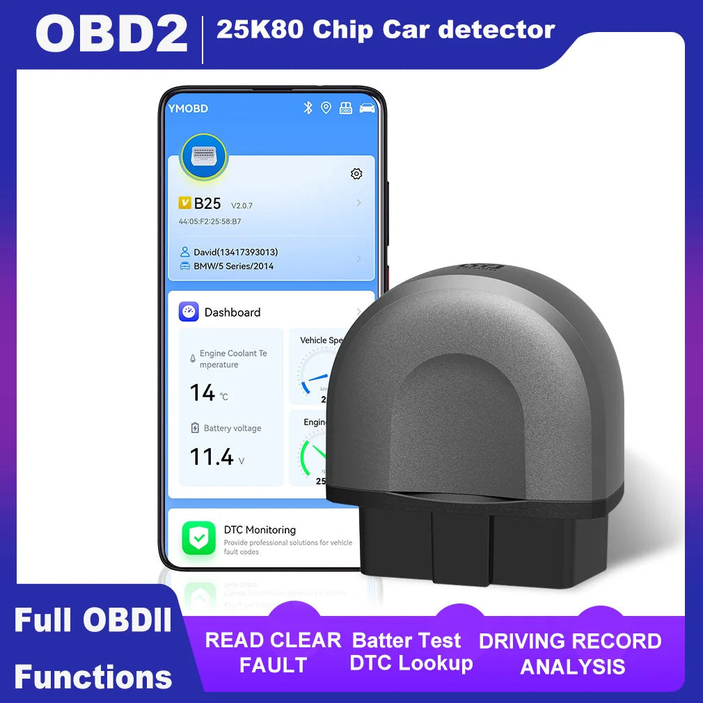 OBD2 Bluetooth Auto Scanner 2025 Code Reader OBD2 Diagnostic Tool Read Fault Code Engine D