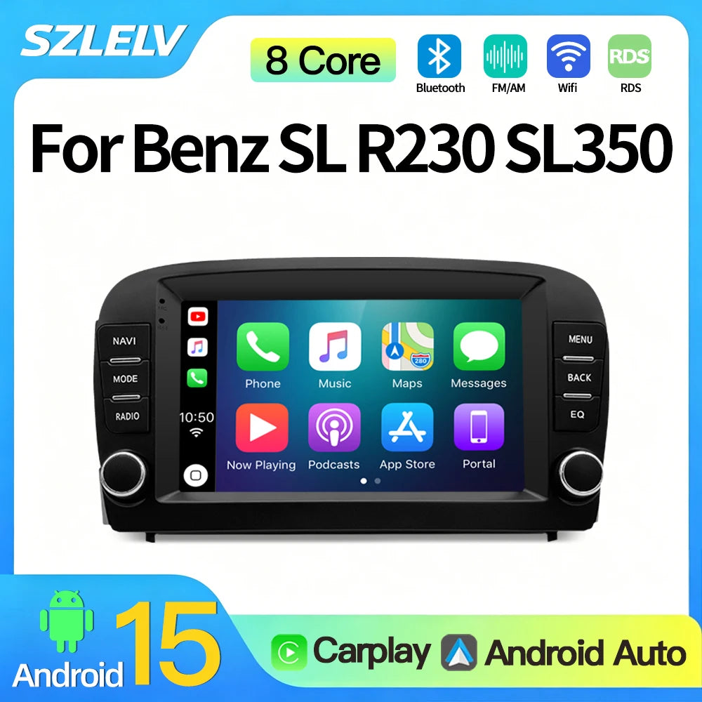 SZLELV For Mercedes Benz SL R230 SL350 SL500 Carplay Video Player Autoradio Car Radio Andr