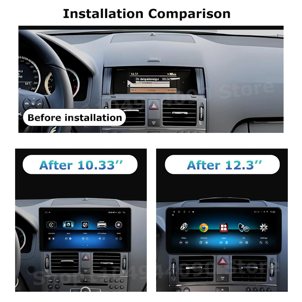 Android 14 Car Stereo Radio for Mercedes BENZ C CALSS W204 2008 - 2010 Wireless Carplay GP