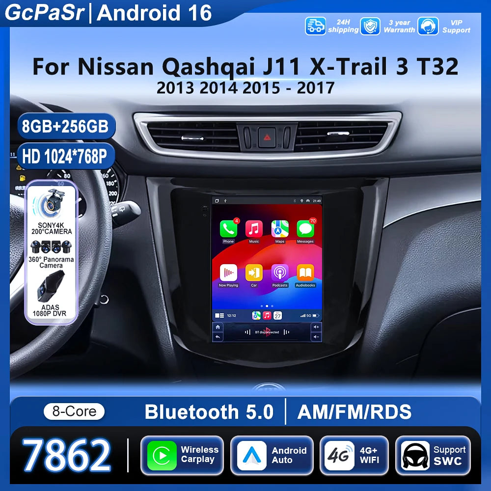 9.7 inch screen For Nissan Qashqai J11 X-Trail 3 T32 2013-2017 Car Radio Android 16 Multim