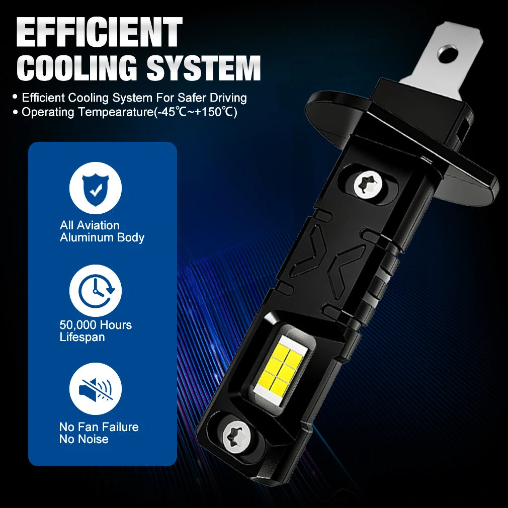 H1 LED Headlight Bulbs CANBUS Lights 150W 60000LM CSP for Mini Lamp 1:1 Size New H1 Wirele
