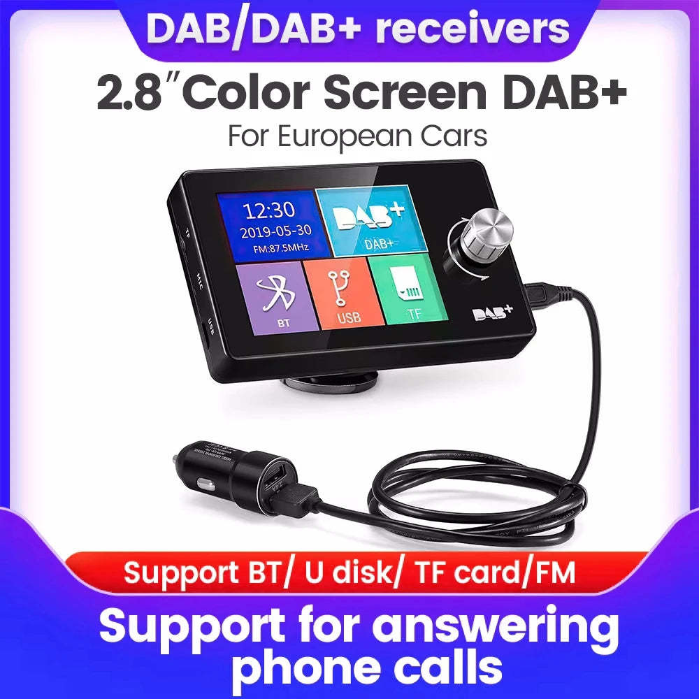 DAB/DAB+ Receiver 2.8 Inch Color Display TFT LCD Screen European Cars FM Radio Digital Sig | AUTOKITSHOP