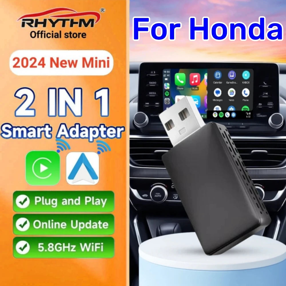 2024 Mini 2in1 Ai Box Rhythm Wireless Carplay Adapter Android Auto For Honda Accord Hybrid | AUTOKITSHOP