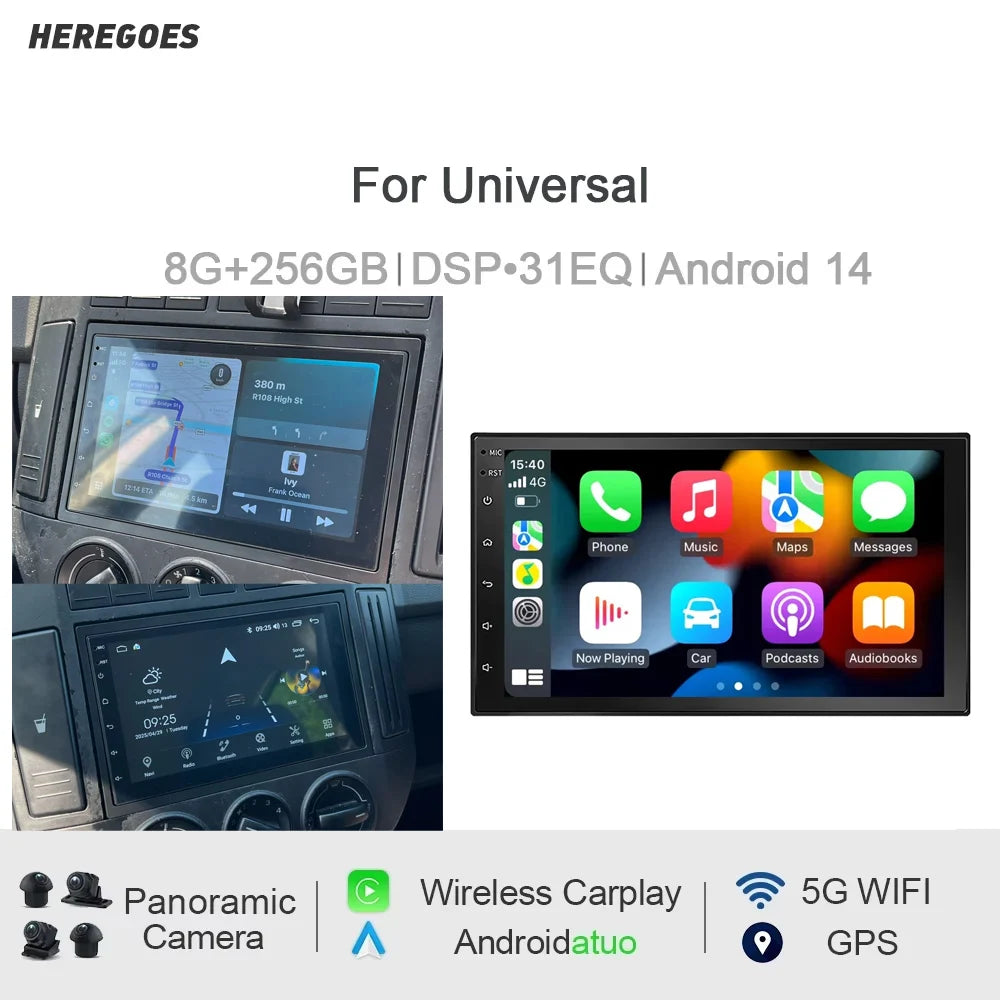 12.3" Car Radio GPS Android 14.0 8G+256G IPS Touchscreen Navigation Multimedia Player WiFi Autoradio Stereo 2 Din - For