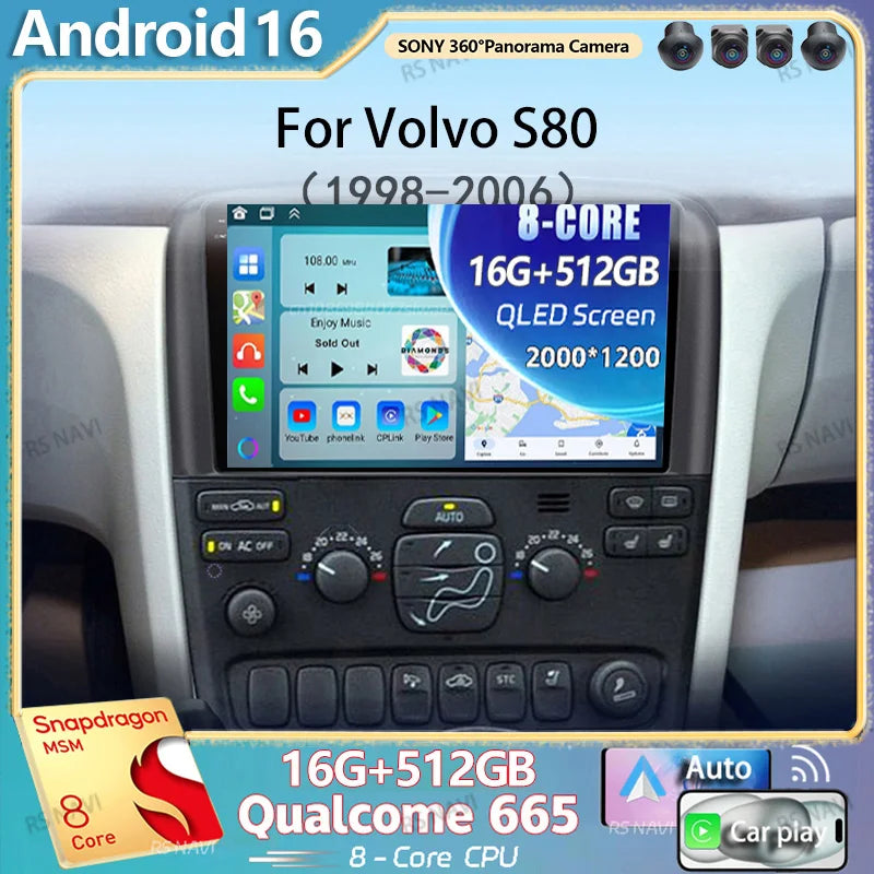 Android 16 Car Radio For Volvo S80 1998 1999 2000 2001 2002 2003 2004 2005 2006 Navigation