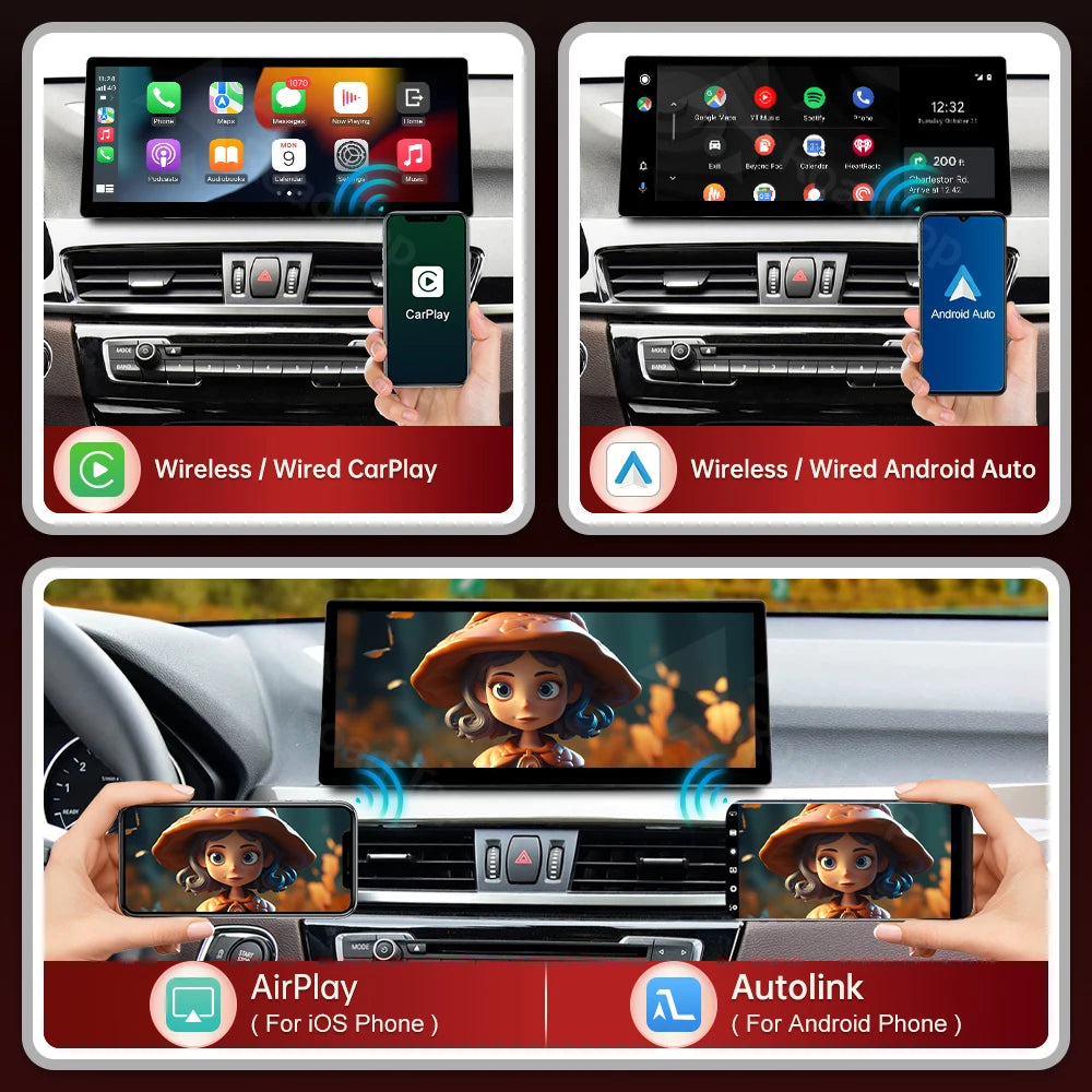RoadTop 12.3' Wireless Carplay Car Multimedia Touch Screen iDrive Android Auto Head Unit F | AUTOKITSHOP