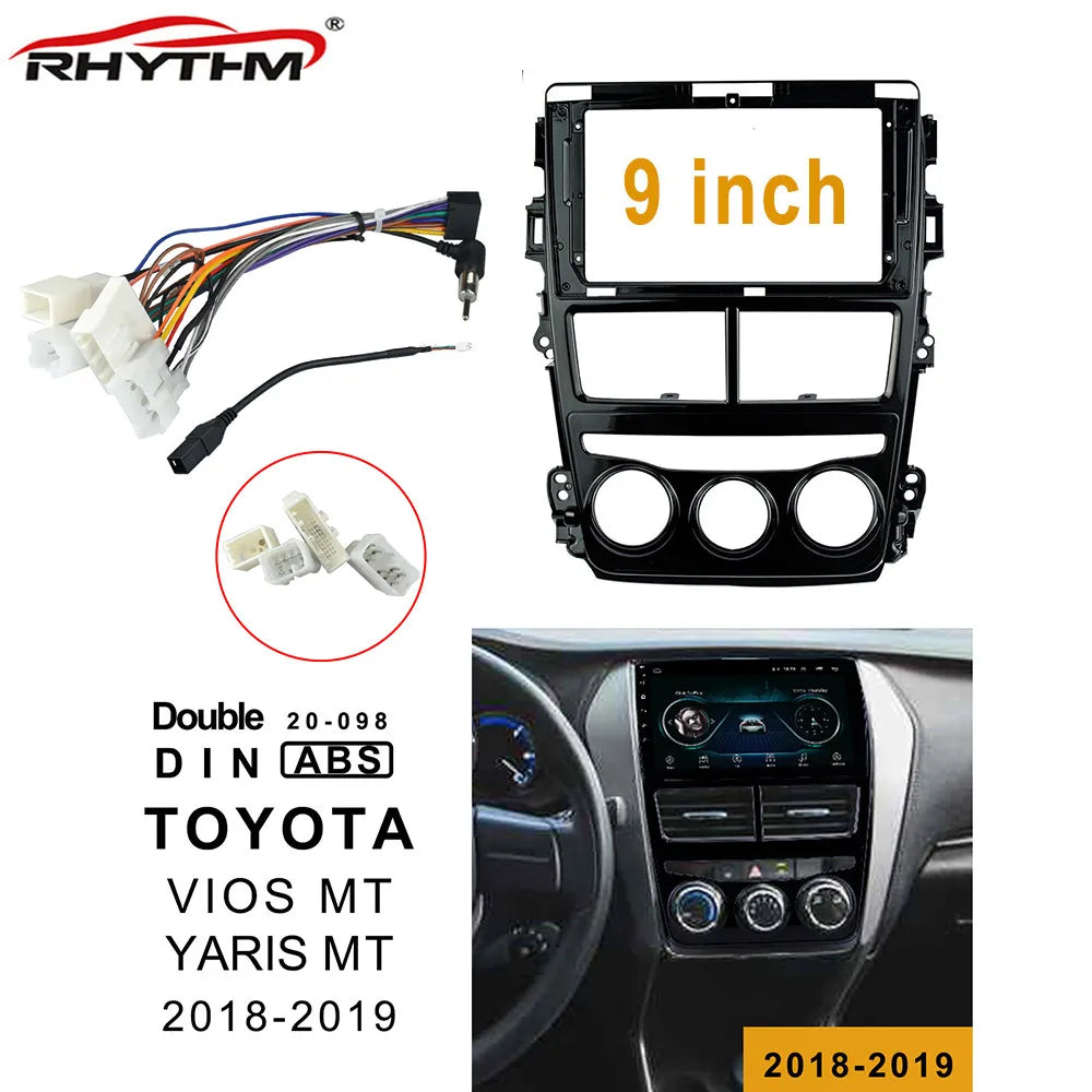 9 Inch 2din Car Fascia For TOYOTA YARIS MT 2018-2019 Stereo Panel Dash Installation Double | AUTOKITSHOP