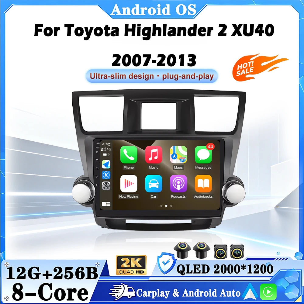 DSP Stereo For Toyota Highlander 2 XU40 2007-2013 Car Video Multimedia Player Bluetooth 4G