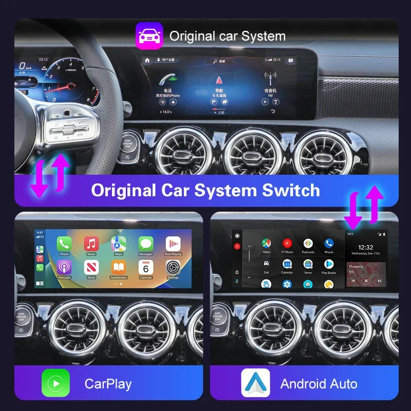 2025 Wireless CarPlay Android Auto For Mercedes Benz A B C E CLS CLA GLA GLB GLE Class NTG