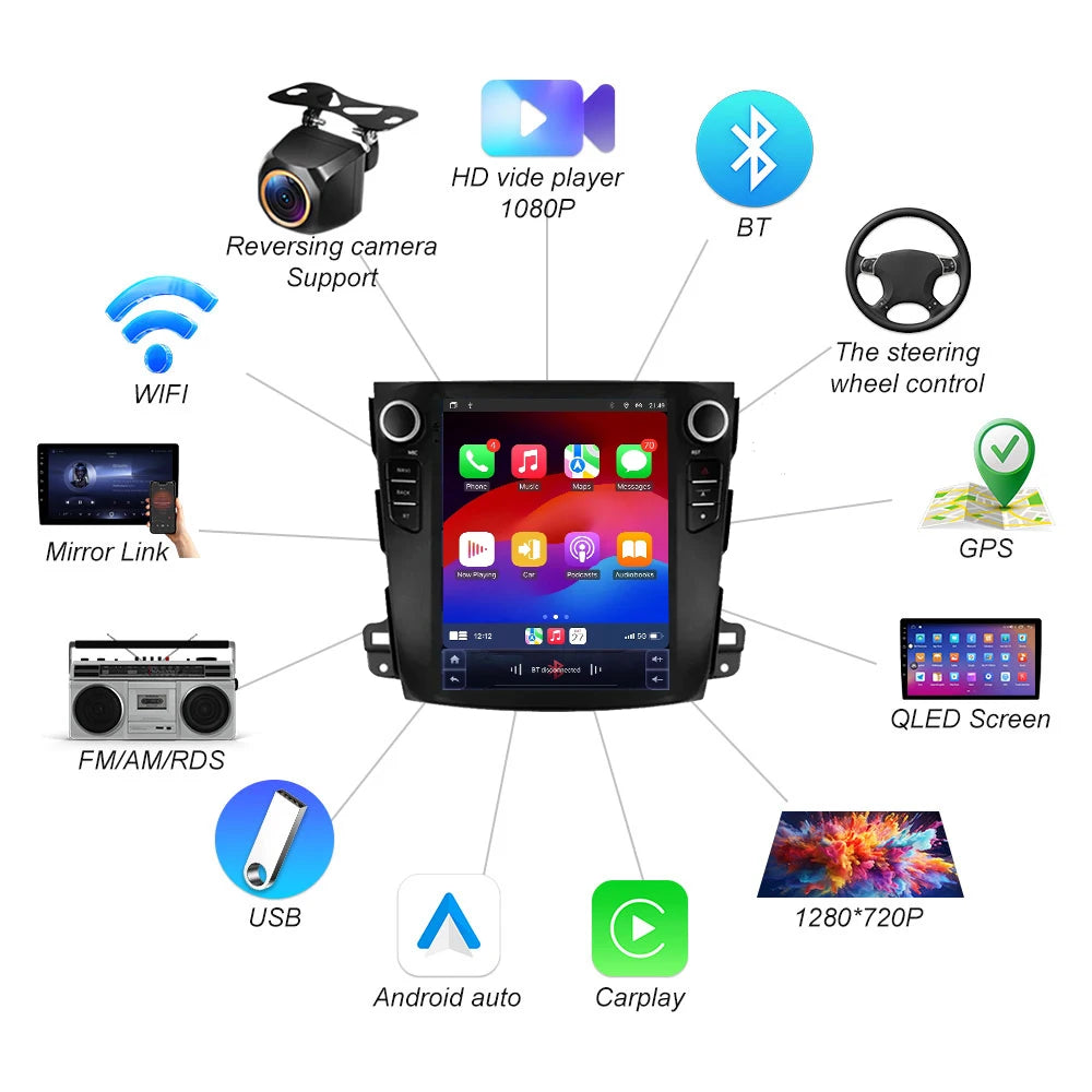 9.7 Inch Android 16 For Mitsubishi Outlander Xl 2 2008 - 2011 Car Radio Multimedia Video P | AUTOKITSHOP