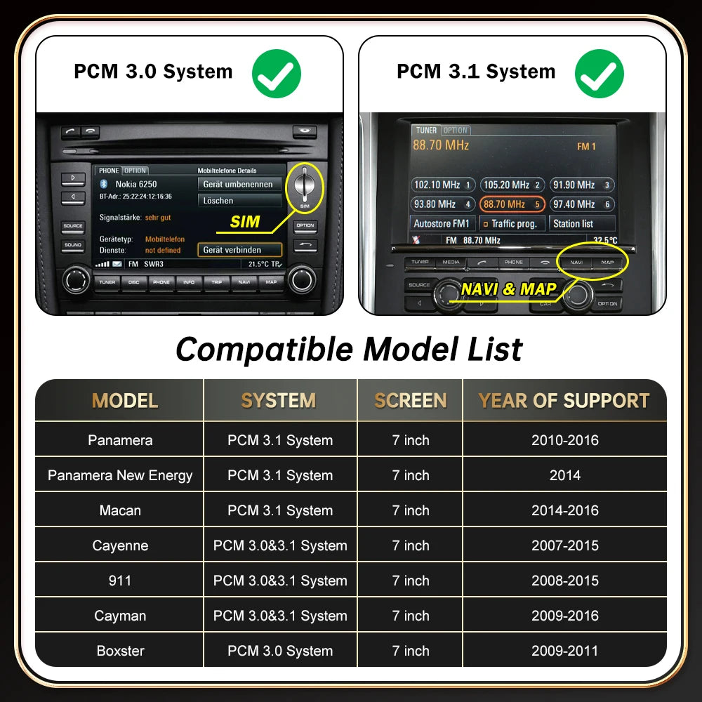 Wincago Wireless CarPlay for Porsche Boxster 718 Macan Cayman Cayenne 911 918 PCM3.0 3.1 2