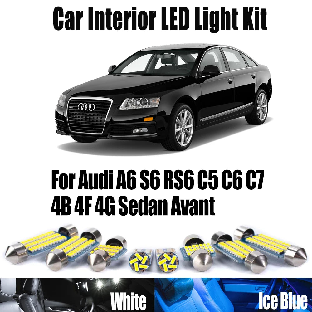 LED Interior Light Kit for Audi A6 S6 RS6 C5 C6 C7 4B 4F 4G Sedan Avant - Canbus Error-Free Bulbs | AUTOKITSHOP