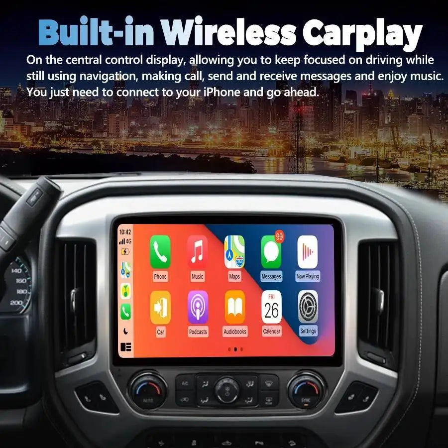 12inch Android 14 Multimedia Video Player Carplay For Chevrolet Silverado GMC Sierra 2014-