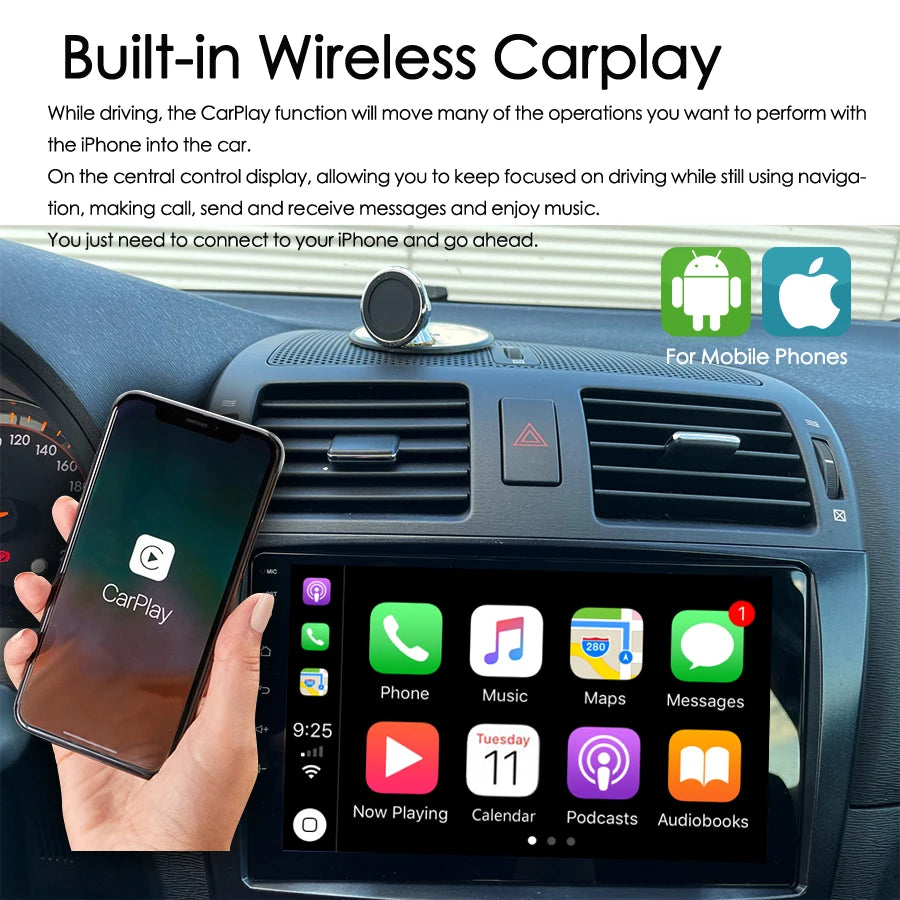 Big Screen AI Voice Android 14 Car Video Player Radio Upgrade for Toyota Avensis 2008 - 20