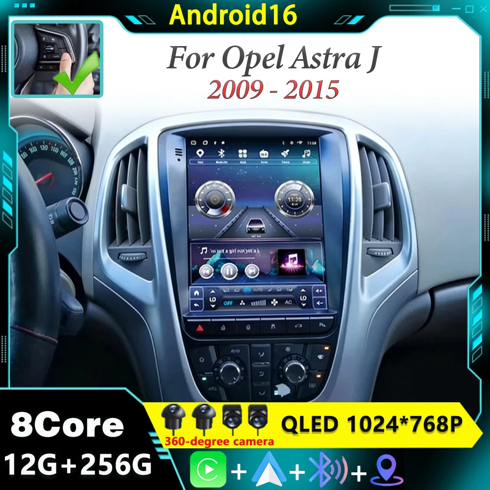 Android 16 For Opel Astra J 2009 - 2015 Car Radio carplay Multimedia Video Player GPS Tesl