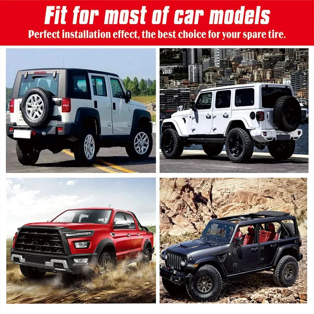 AD Car Tire Cover 14" 15" 16" 17" Inch 4WD 4x4 PVC Leather Spare Wheel Tire Cover Case Bag Pouch - Automotive LED Light
