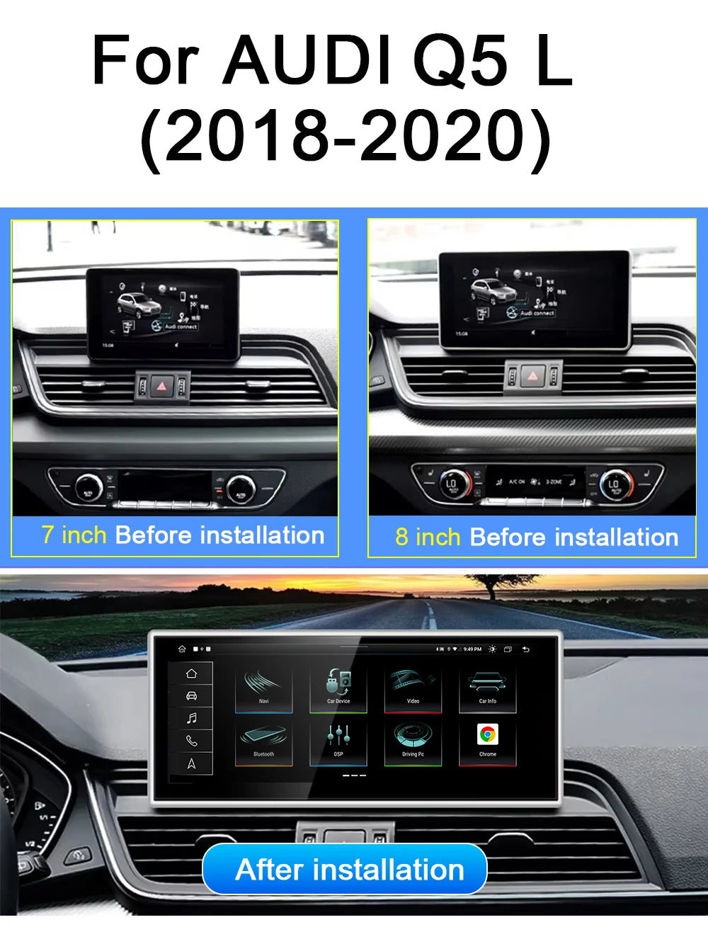 Android 14 Radio For 10.25 Audi Q5L 2018 2019-2020 Car Multimedia Player Navigation GPS St