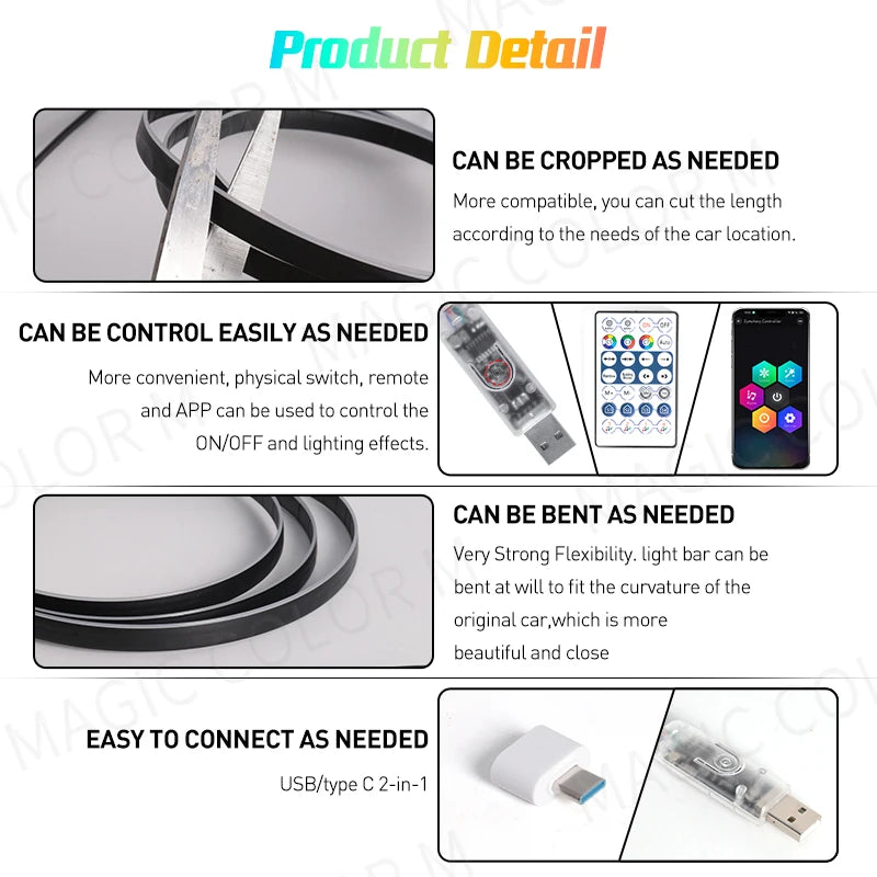 RGB - Ambient Light - for Tesla Model 3 - App Control - Car Interior Lighting | AUTOKITSHOP
