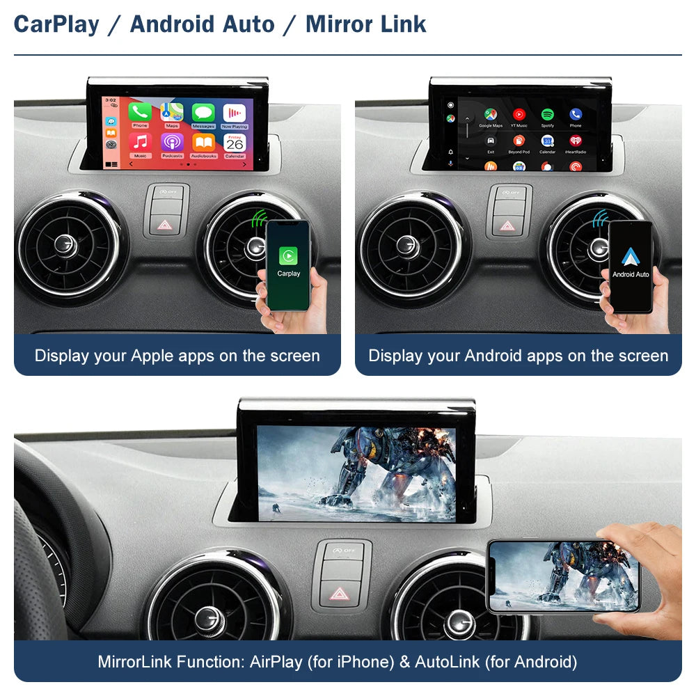 Road Top Wireless CarPlay Android Auto Interface for Audi A1 Q3 RMC 2013-2018, with AirPla | AUTOKITSHOP