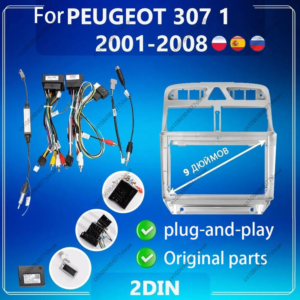 9 inch For PEUGEOT 307 1 2001-2008 Car Radio Fascias Android MP5 Stereo Player 2Din Head U