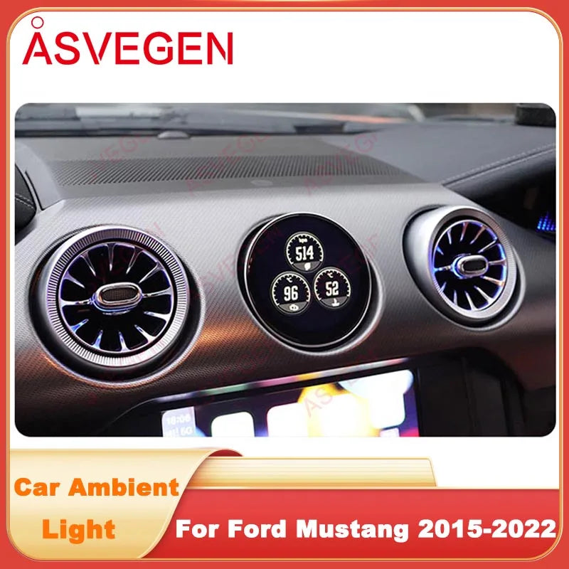 LED Car Ambient Light For Ford Mustang 2015-2022 Dashboard Touch Screen AC Turbine Air Ven