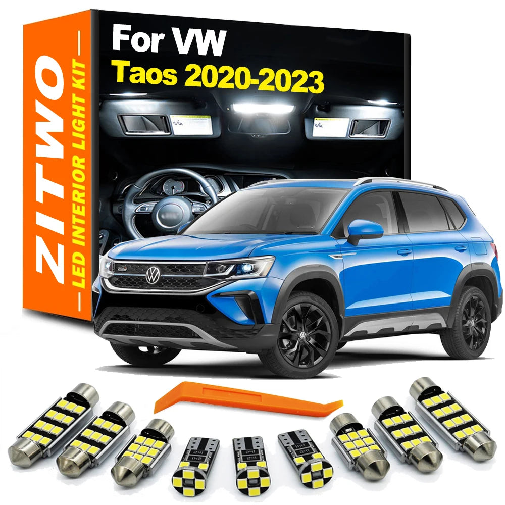 ZITWO 10Pcs Canbus Bulb LED Interior Dome Reading Map Luggage Light Kit For VW Volkswagen Taos 2020 2021 2022 2023 Accessories