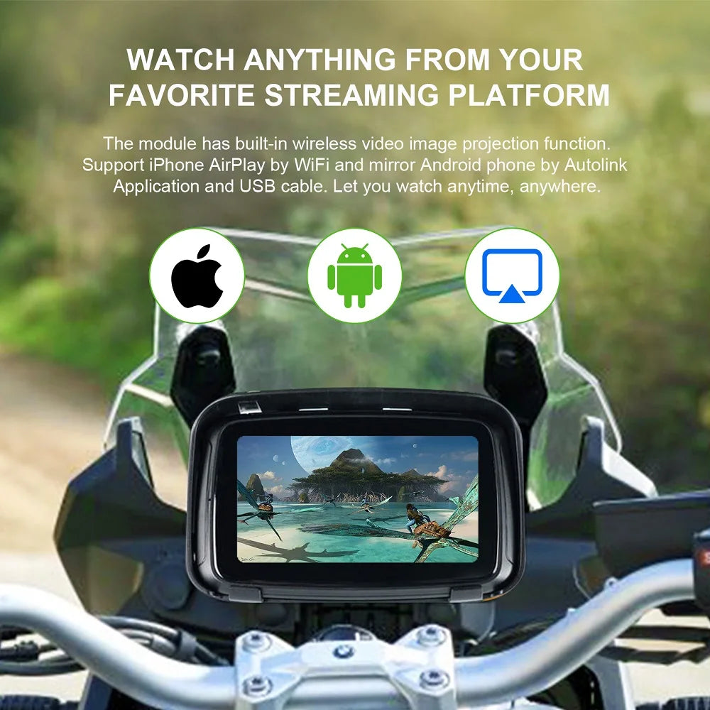 5 Inch Motorcycle Wireless For Apple Carplay Android Auto Portable Navigation GPS Screen I | AUTOKITSHOP