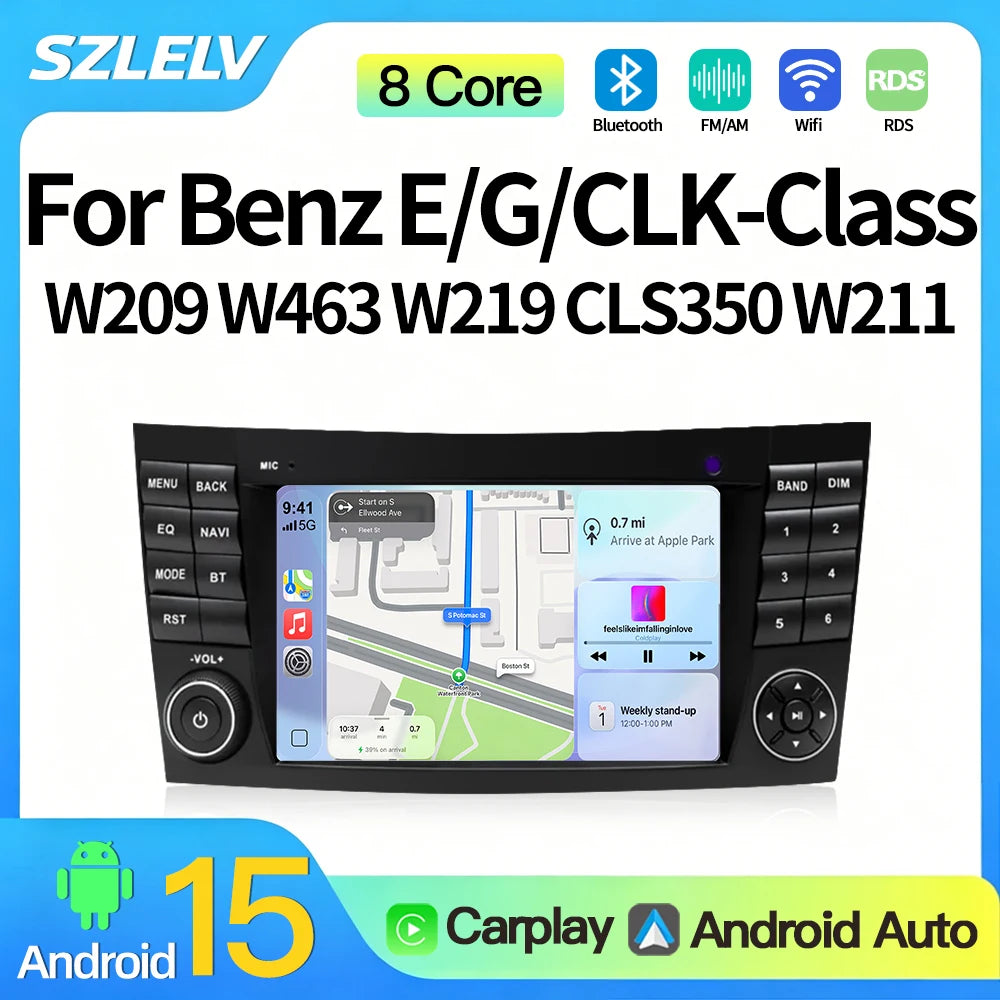 SZLELV Android 15 Radio For Mercedes Benz E-Class W211 E200 E270 E280 Car GPS Video Player
