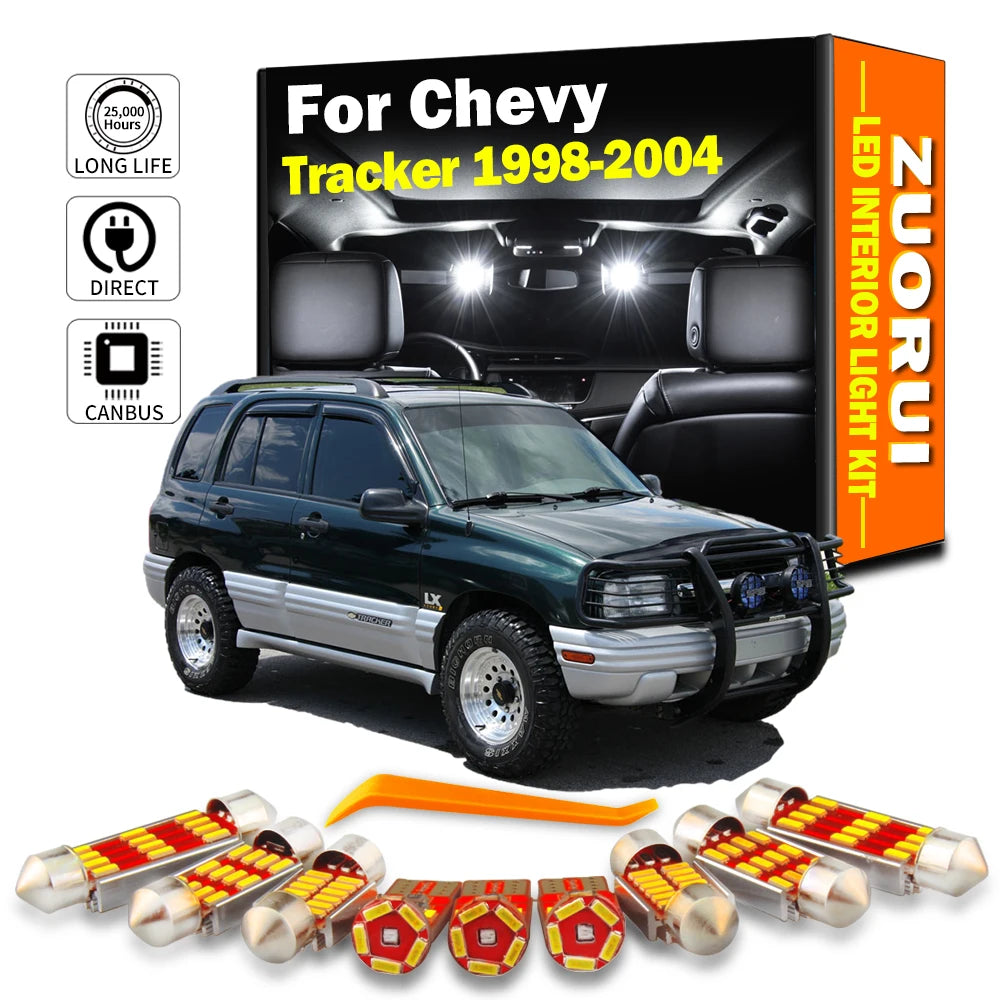 7-Piece LED Interior Light Kit for Chevrolet Chevy Tracker 1998-2002 - Canbus Dome Map Door Trunk Bulbs | AUTOKITSHOP