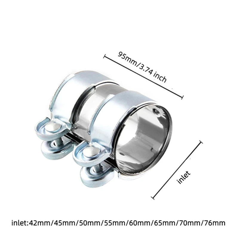 Exhaust Clamp 45mm 50mm 55mm 60mm 65mm 70mm 76mm Exhaust Tube Pipe Connector Joiner Sleeve Clamp - Automotive LED Light