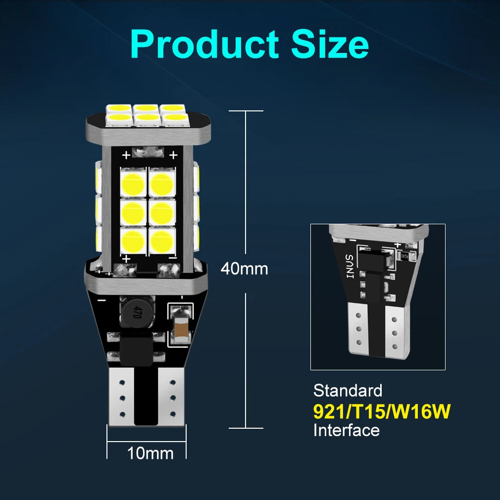 W16W LED Bulb T15 Led Canbus OBC Error Free 920 921 912 Lamp 3030SMD Car Reverse Lights Ba