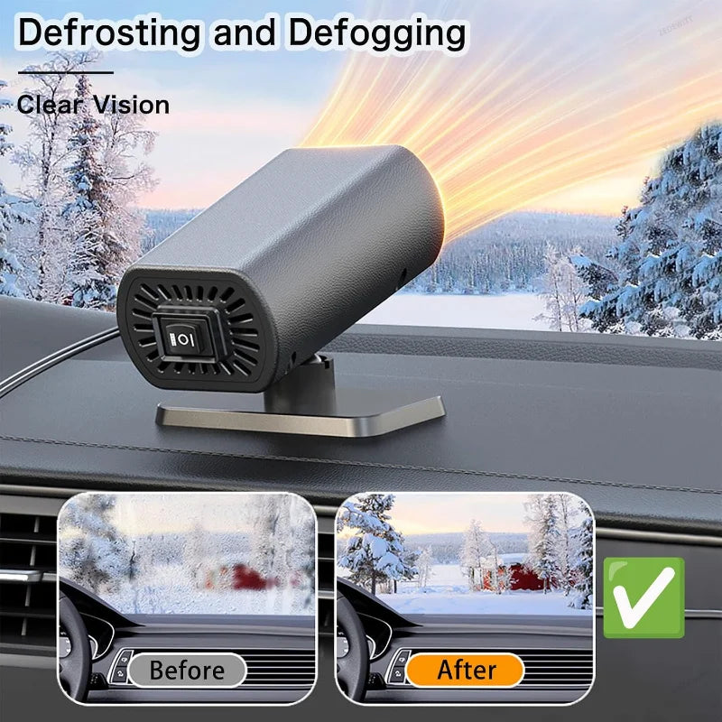 Fast Heating 12V Car Heater Adjustable Suction Cup Windshield Defroster Anti-Fog Multi-Function  - Automotive LED Light