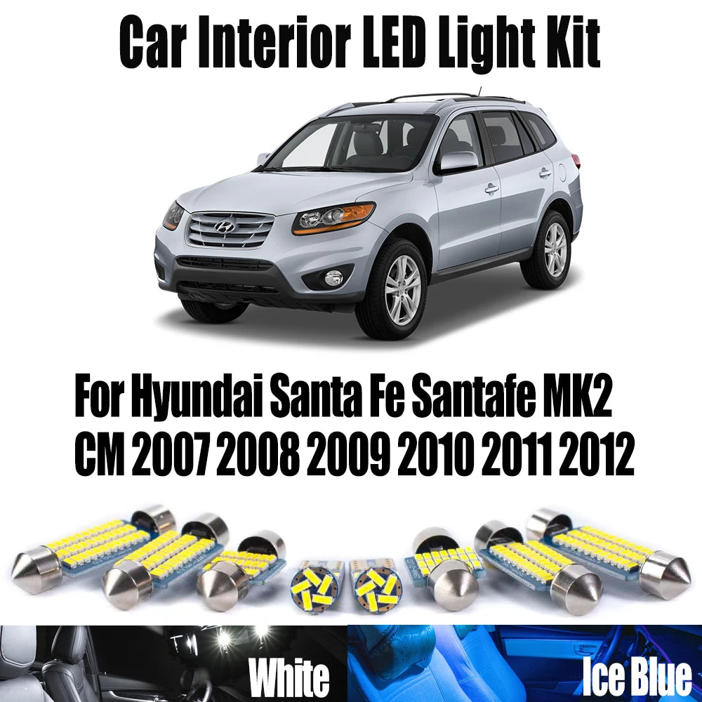 12-Piece LED Interior Light Kit for Hyundai Santa Fe Santafe MK2 CM - Canbus Error-Free Bulbs | AUTOKITSHOP