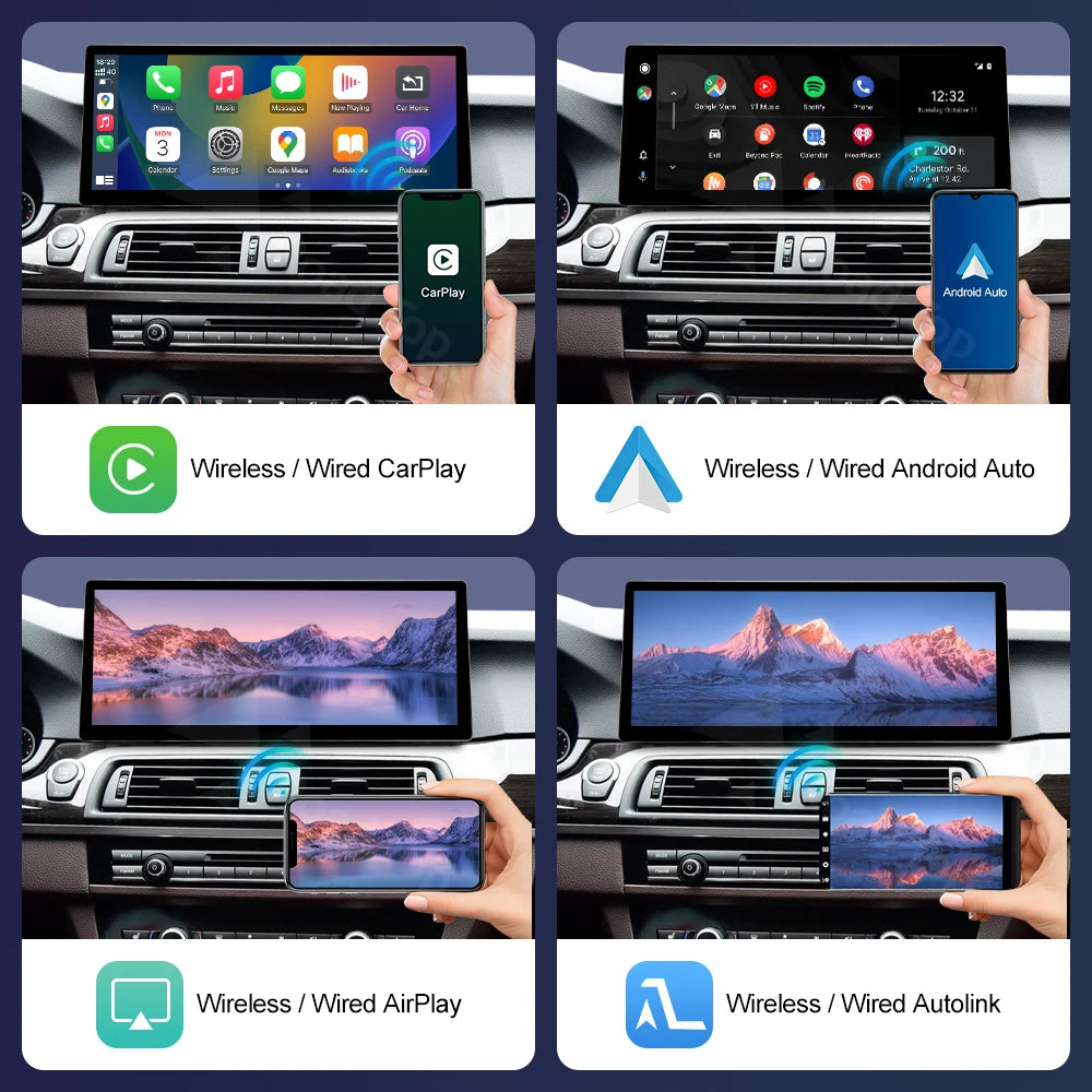12.3inch Wireless CarPlay Android Auto Linux Touch Screen For BMW 5 7 Series F10 F11 F01 F