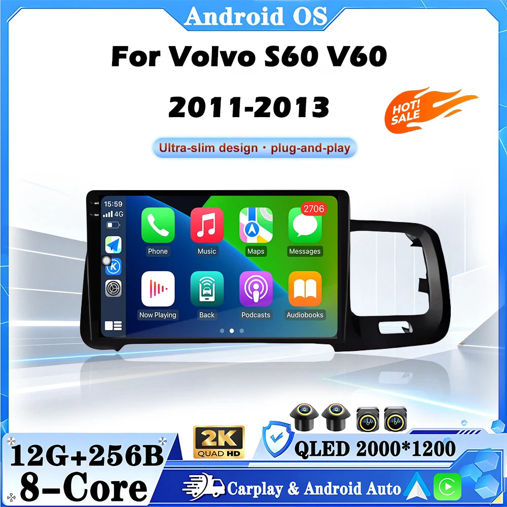 Android 16 GPS Stereo For Volvo S60 V60 2011 2012 2013 Autoradio Car Radio Multimedia Play