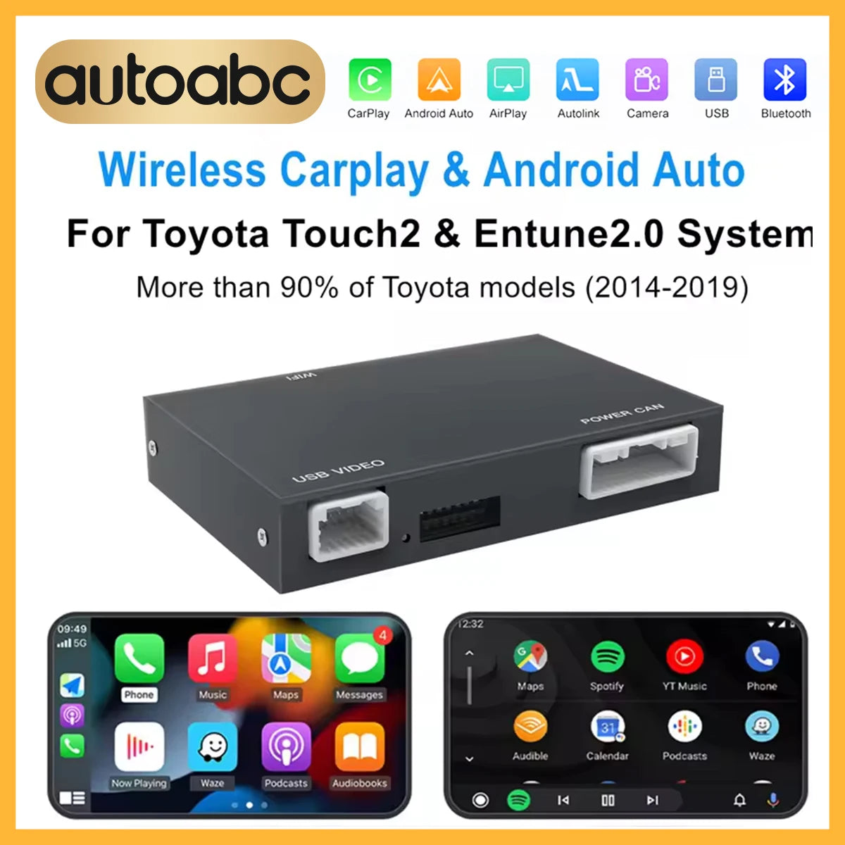 2025 NEW Carplay Android Auto for Toyota Touch2 Entune 2.0 Highlander Tundra Sienna Prius