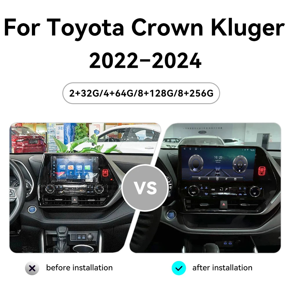 12.3 Inch Android 14 Car Radio For Toyota Crown Kluger 2022-2024 Car Tape Recorder GPS Nav