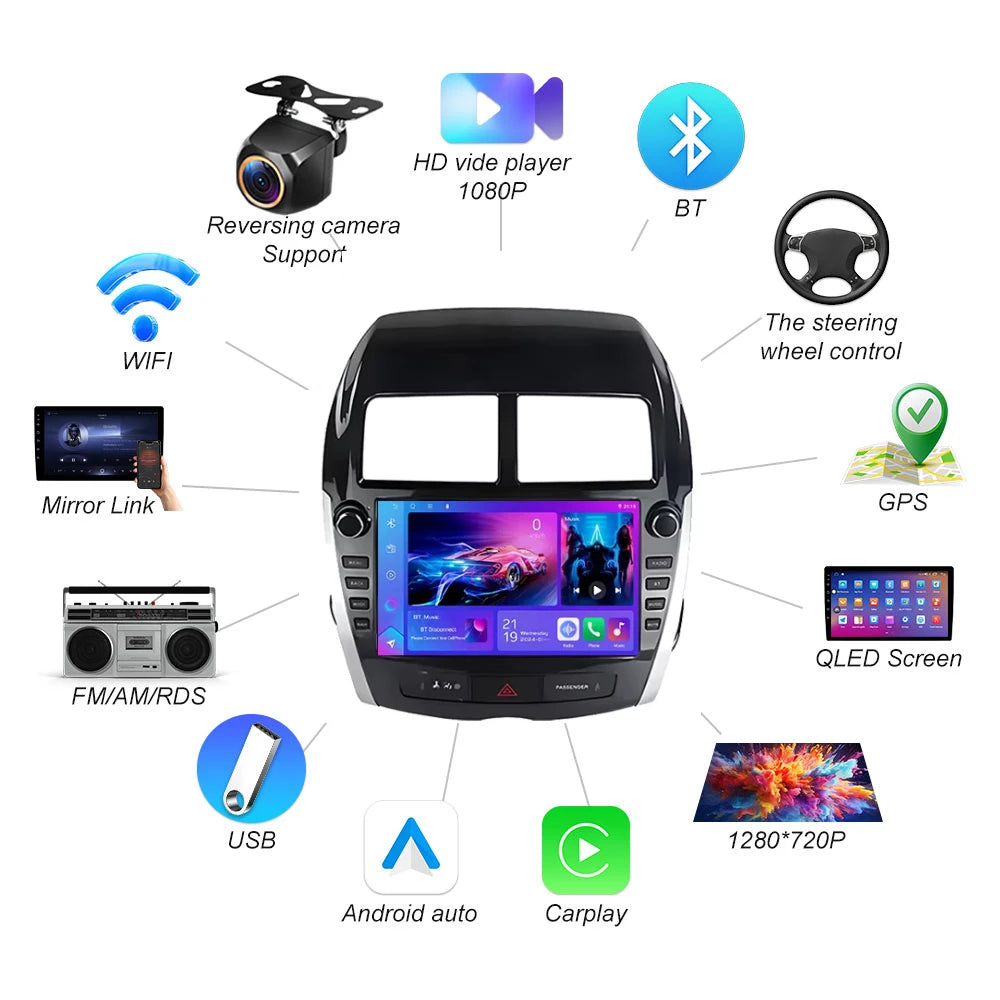 Android 16 Car Dvd For Mitsubishi Asx 2010-2014 2015 2016 Stereo Head Unit Dashcam No 2din | AUTOKITSHOP