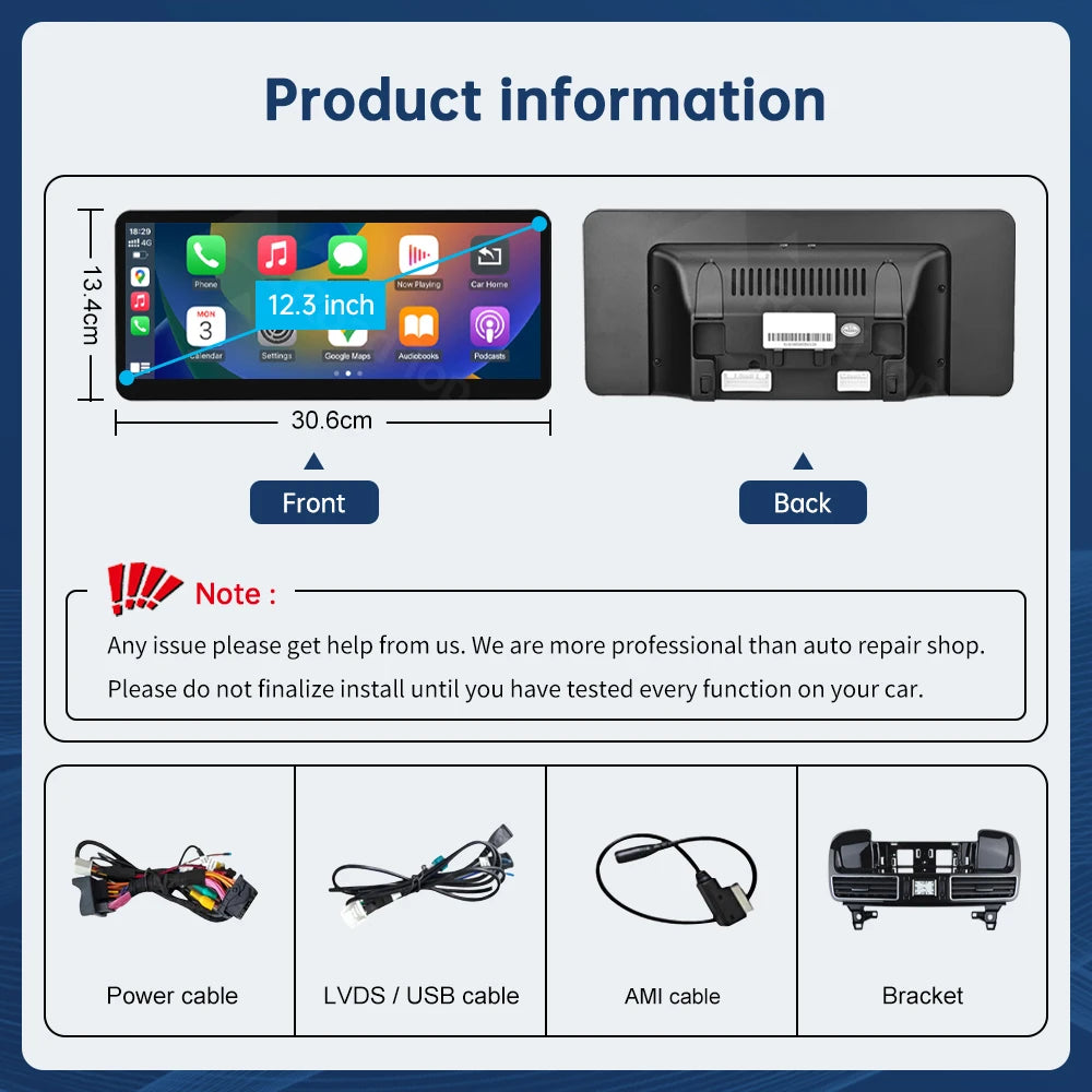 CN 12.3'' Multimedia Display For Benz ML W166 GL X166 GLE GLS NTG4.5 4.7 Touch Screen Wire | AUTOKITSHOP