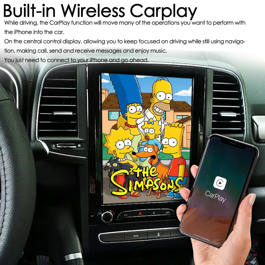 Android 14 Tesla Style IPS Vertical HD Screen Car GPS Radio Navigation Player For Renault