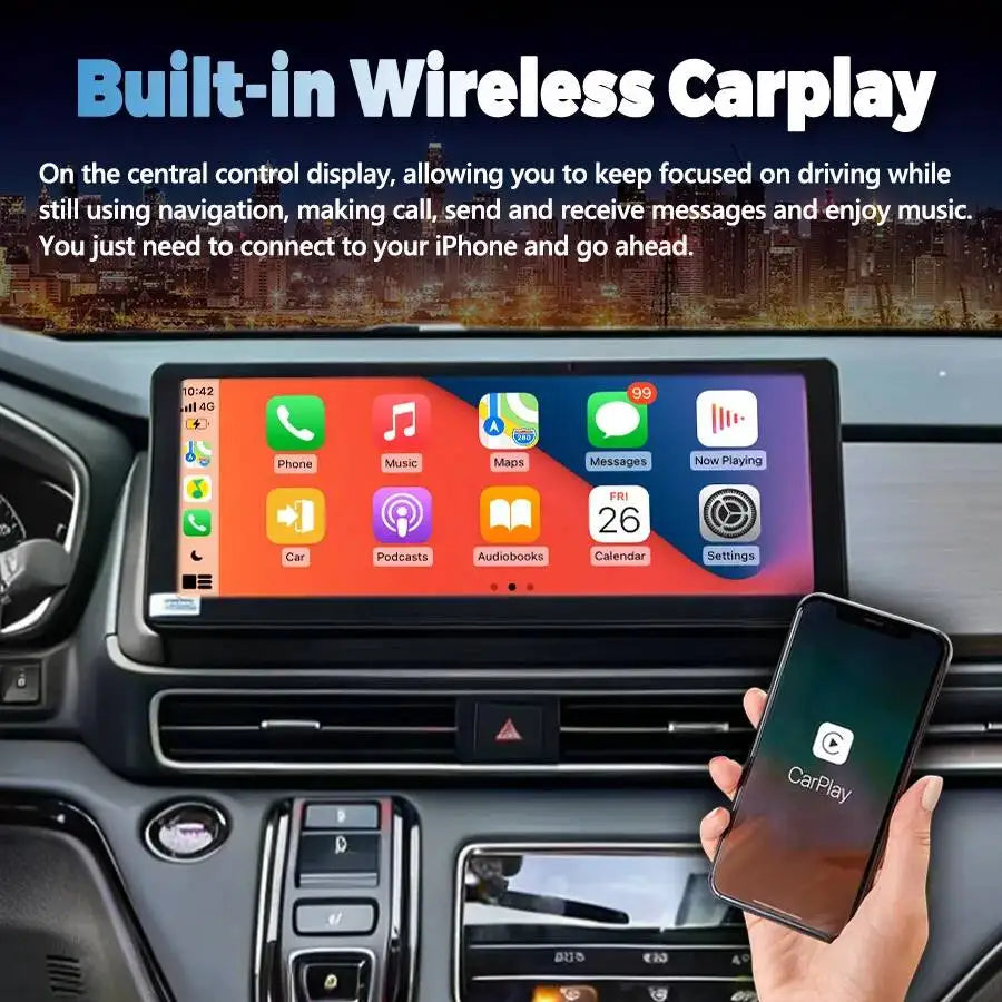 Auto Radio Multimedia Player Carplay Car GPS Stereo 12.3" Touch Screen For Honda Odyssey E