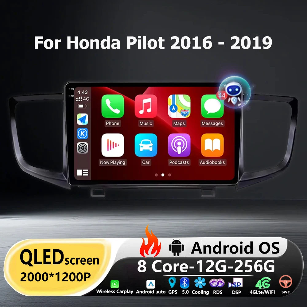 Android 16 Auto For Honda Pilot 2016 - 2019 Car Radio Multimedia Video Player GPS Navigati