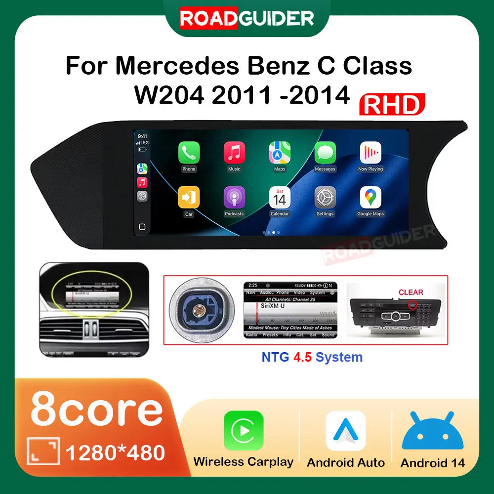 8.8inch Android 14 Auto Radio For Mercedes Benz C Class W204 S204 2011 -2014 Car Multimedi