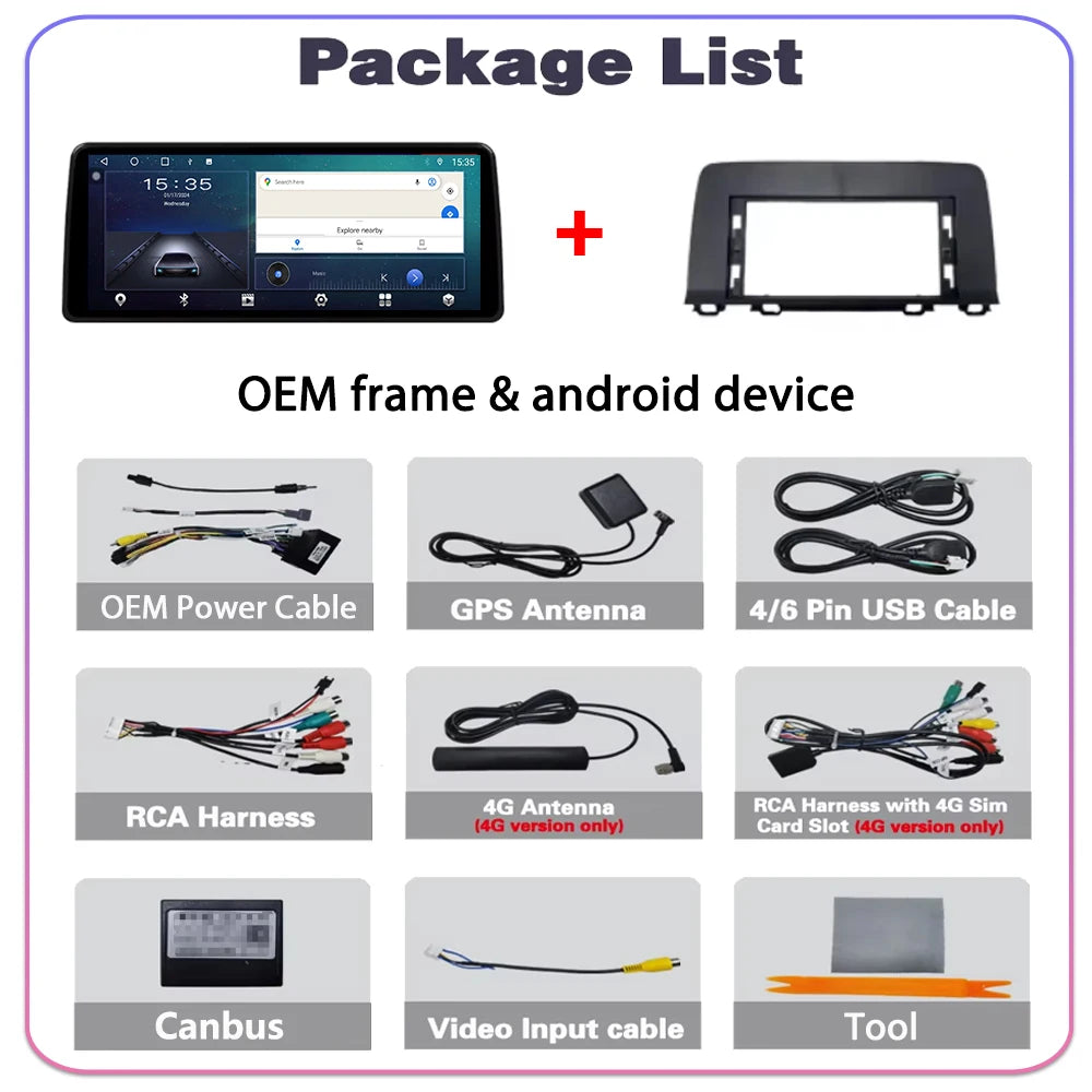 12.3" Android 16 For Honda CRV CR-V 2017 - 2022 Navigation Carplay Car Radio Multimedia Vi