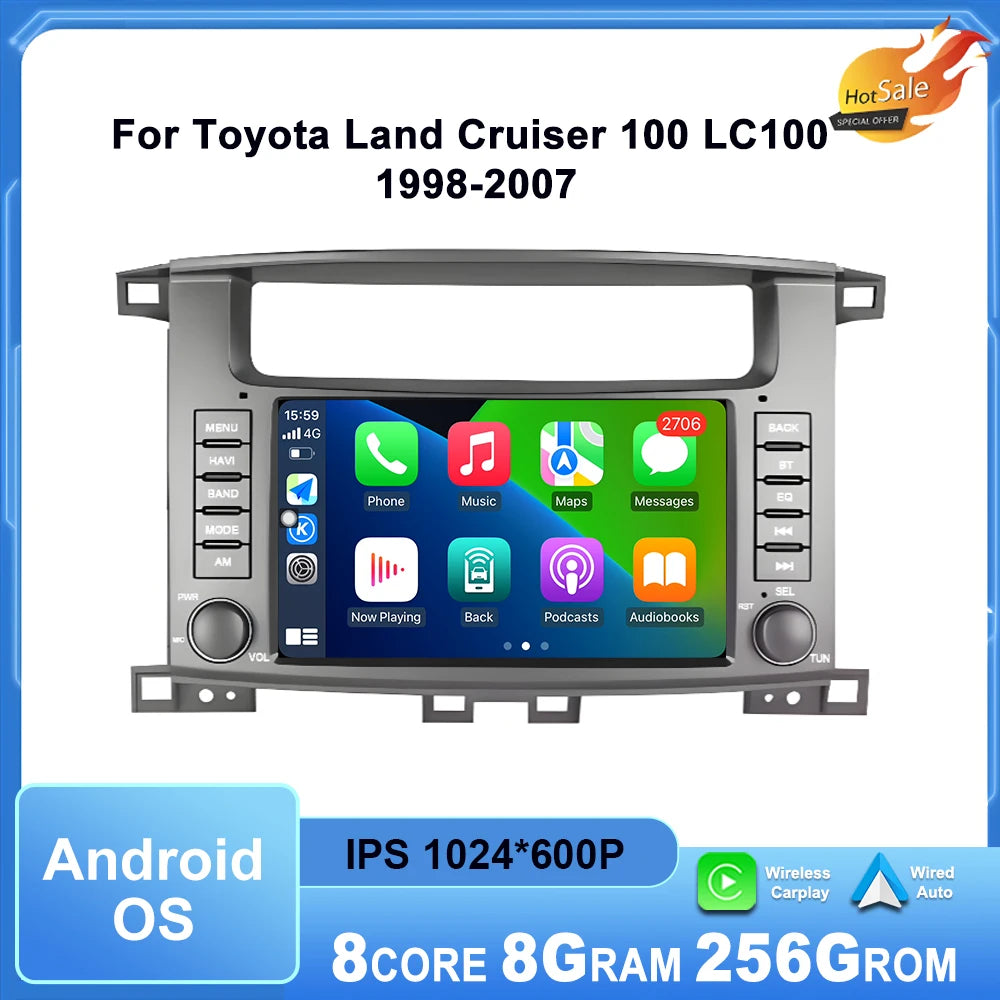 Carplay Android Auto Touch display for Toyota Land Cruiser 100 LC100 1998-2007 Car Radio M